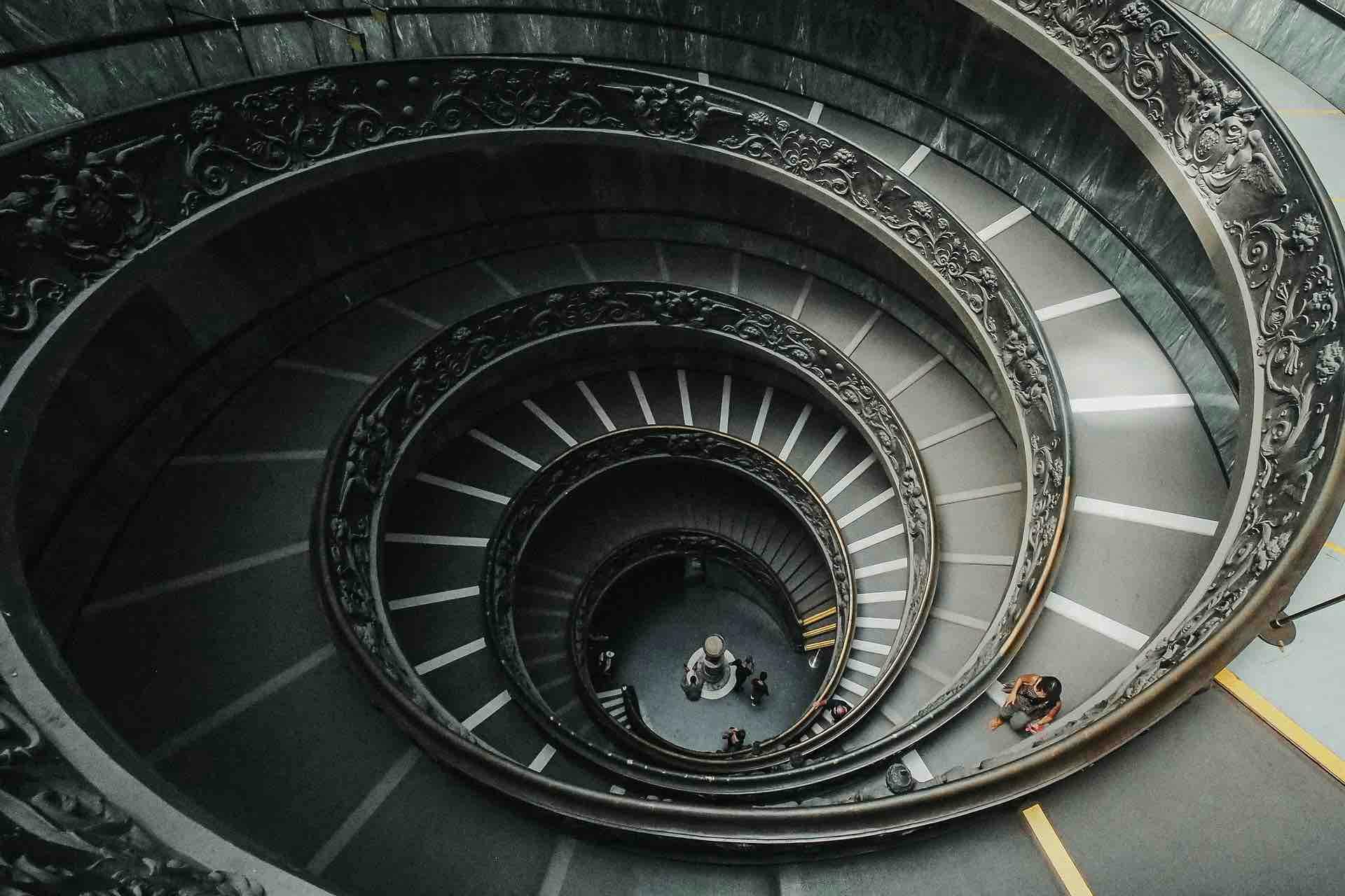A staircase resembling the Fibinacci spiral