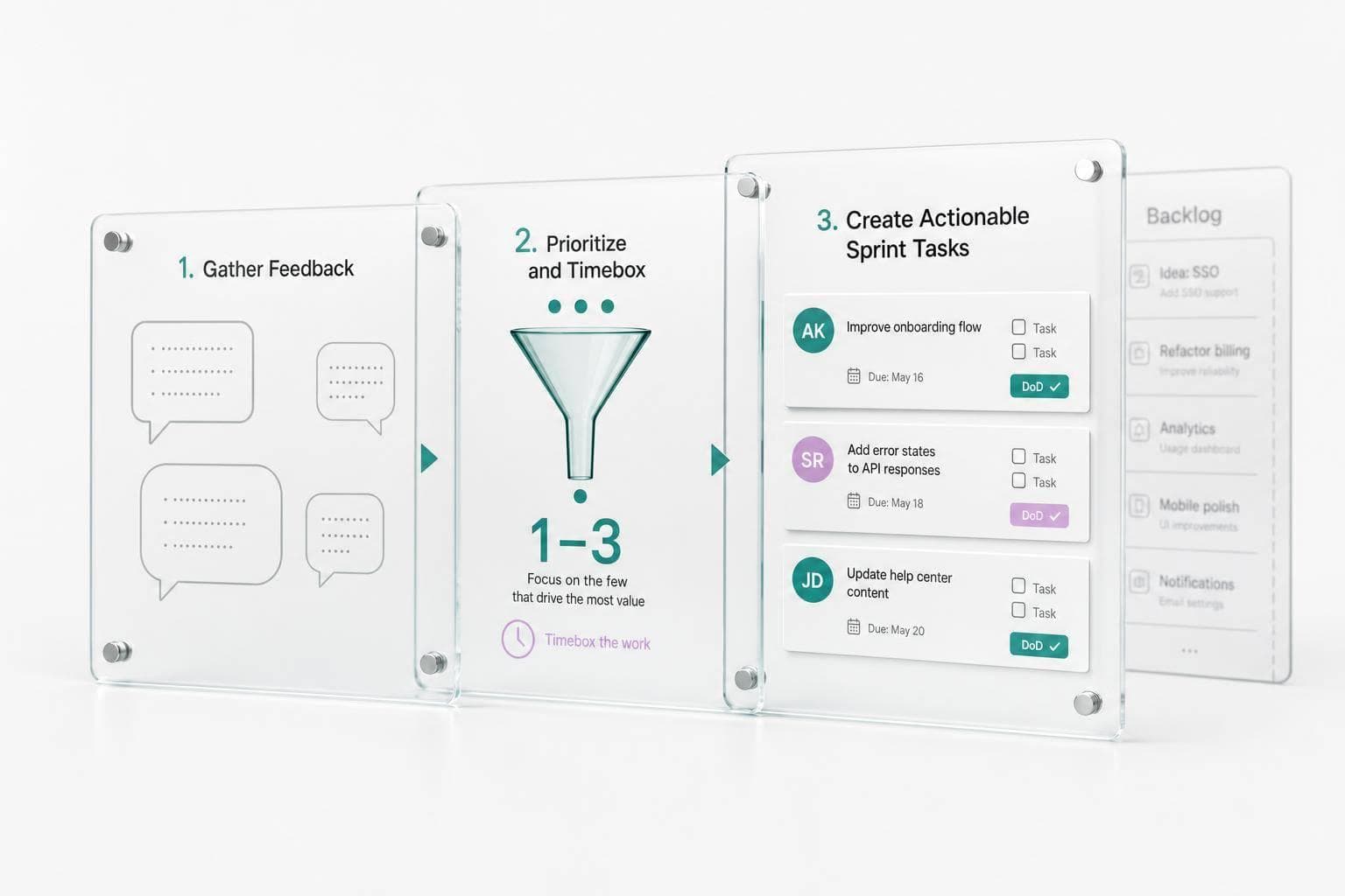 Steps to Turn Retrospective Feedback into Actionable Tasks - Featured blog post image